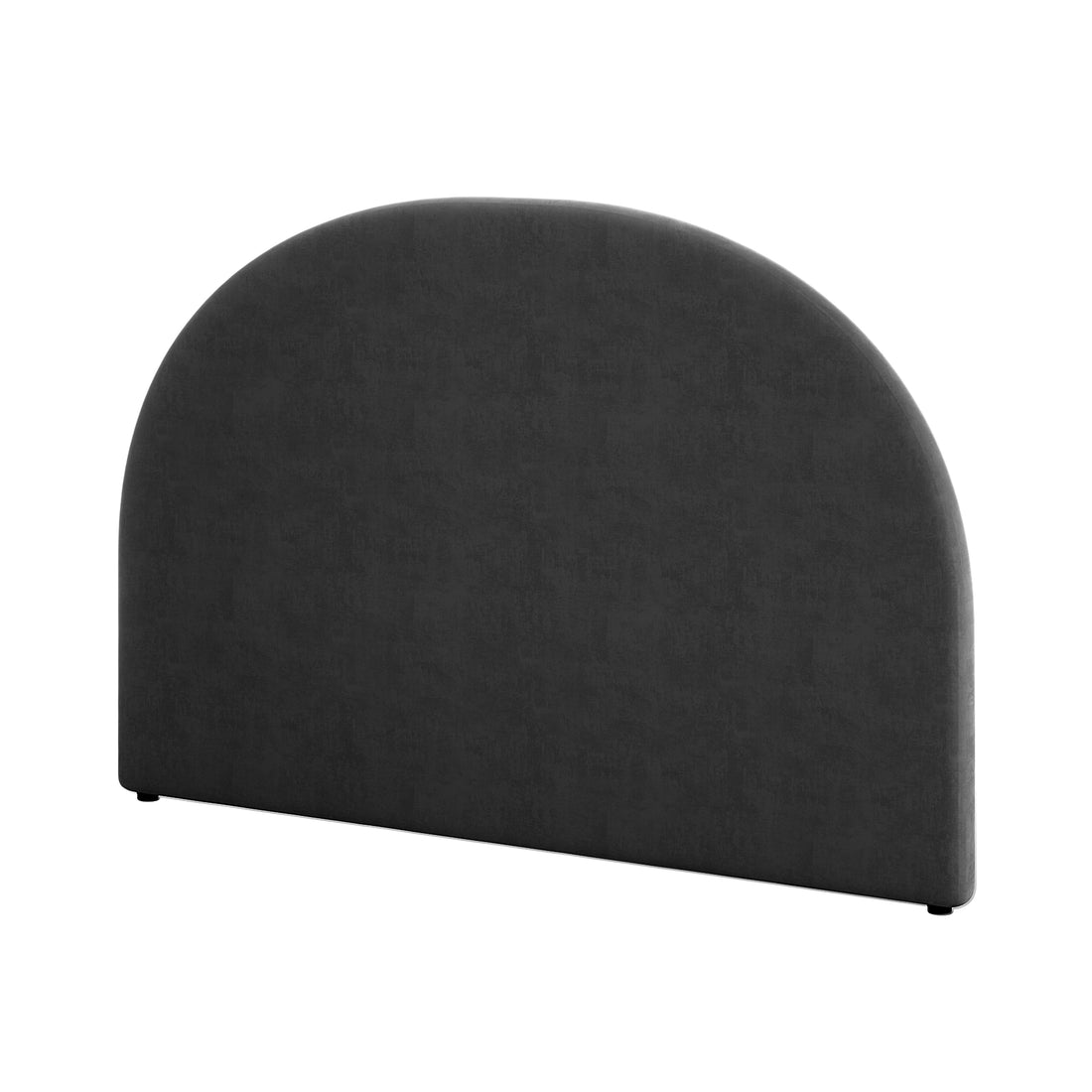 Florus Queen Arched Bouclé Fabric Headboard in Black, featuring a gently rounded silhouette with plush bouclé upholstery and foam padding, set on a freestanding solid wood frame for modern elegance.