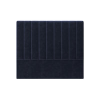 Gratiana Upholstered Velvet Headboard – Queen: A plush, navy velvet headboard with a curved silhouette and detailed stitching, offering a blend of Art Deco sophistication and modern minimalism.