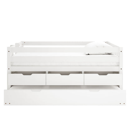 Kiki Solid Pine Bed with Junior Mattress – White