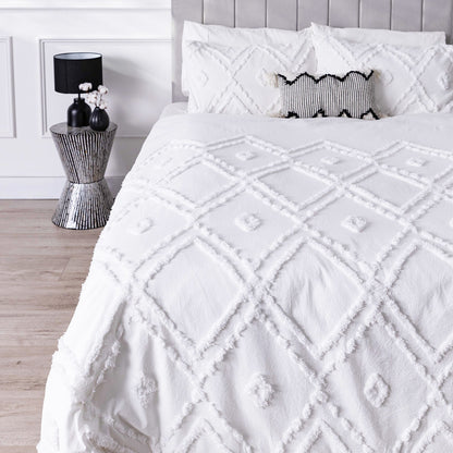 Bloom Double 6pc Cotton Quilt Cover Set - White