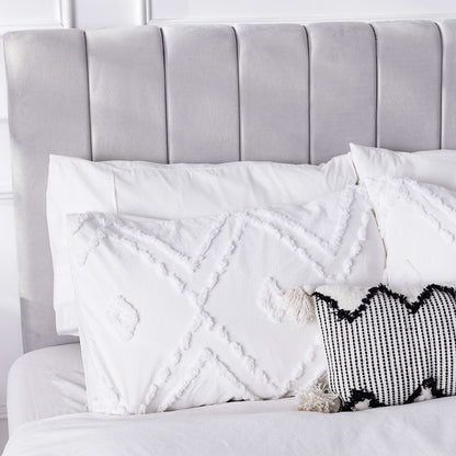 Bloom Double 6pc Cotton Quilt Cover Set - White