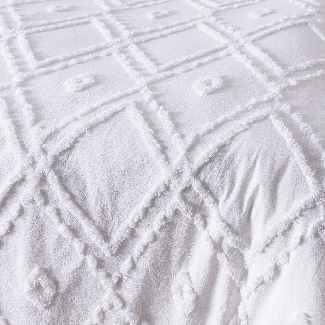 Bloom Double 6pc Cotton Quilt Cover Set - White