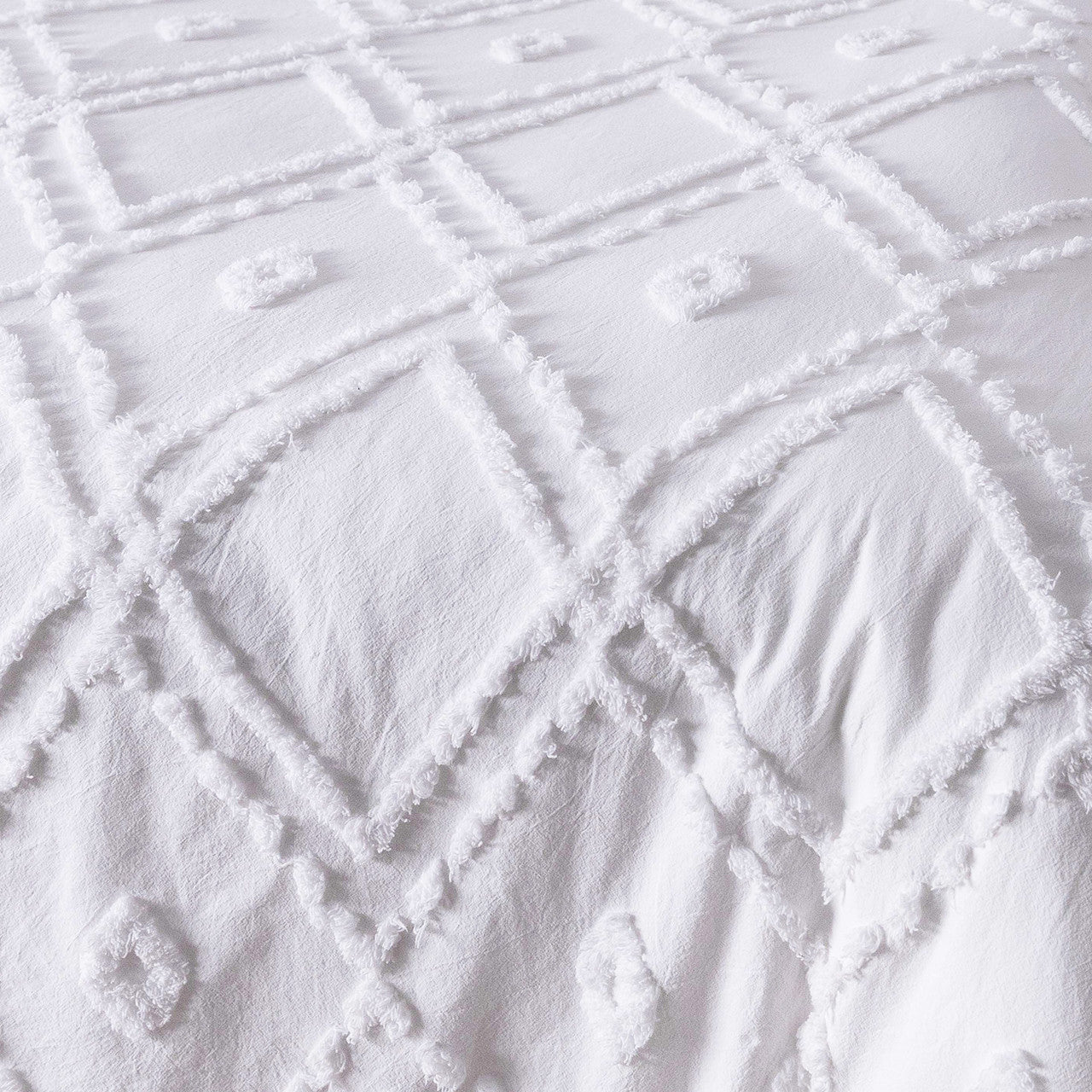 Bloom Double 6pc Cotton Quilt Cover Set - White