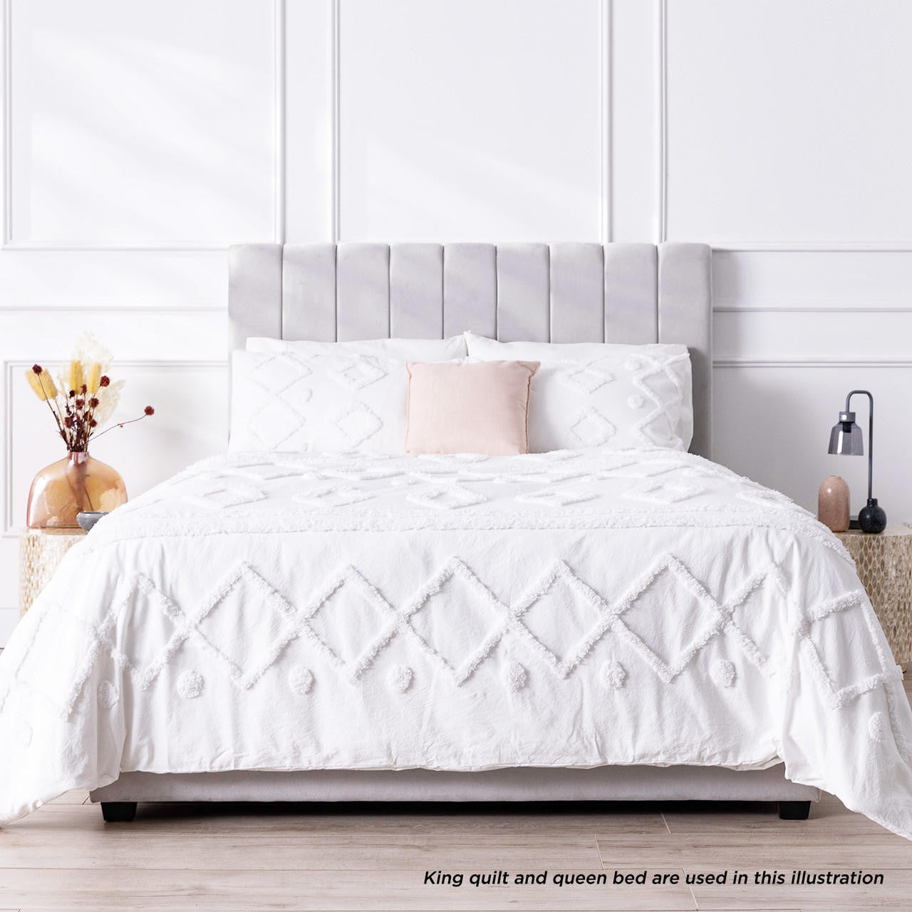 Davina Double Cotton Quilt Cover Set - White