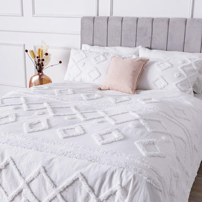 Davina Double Cotton Quilt Cover Set - White