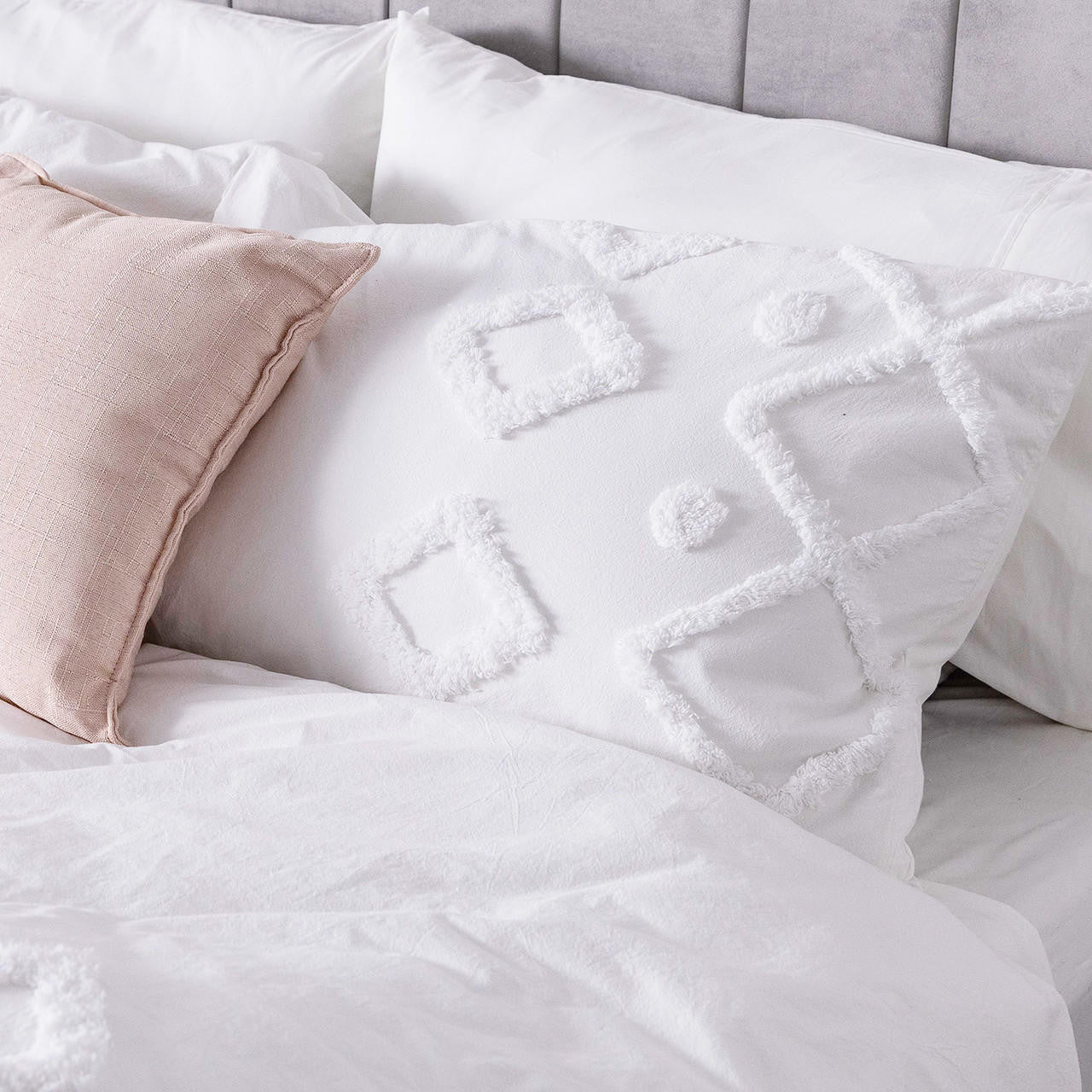 Davina Double Cotton Quilt Cover Set - White