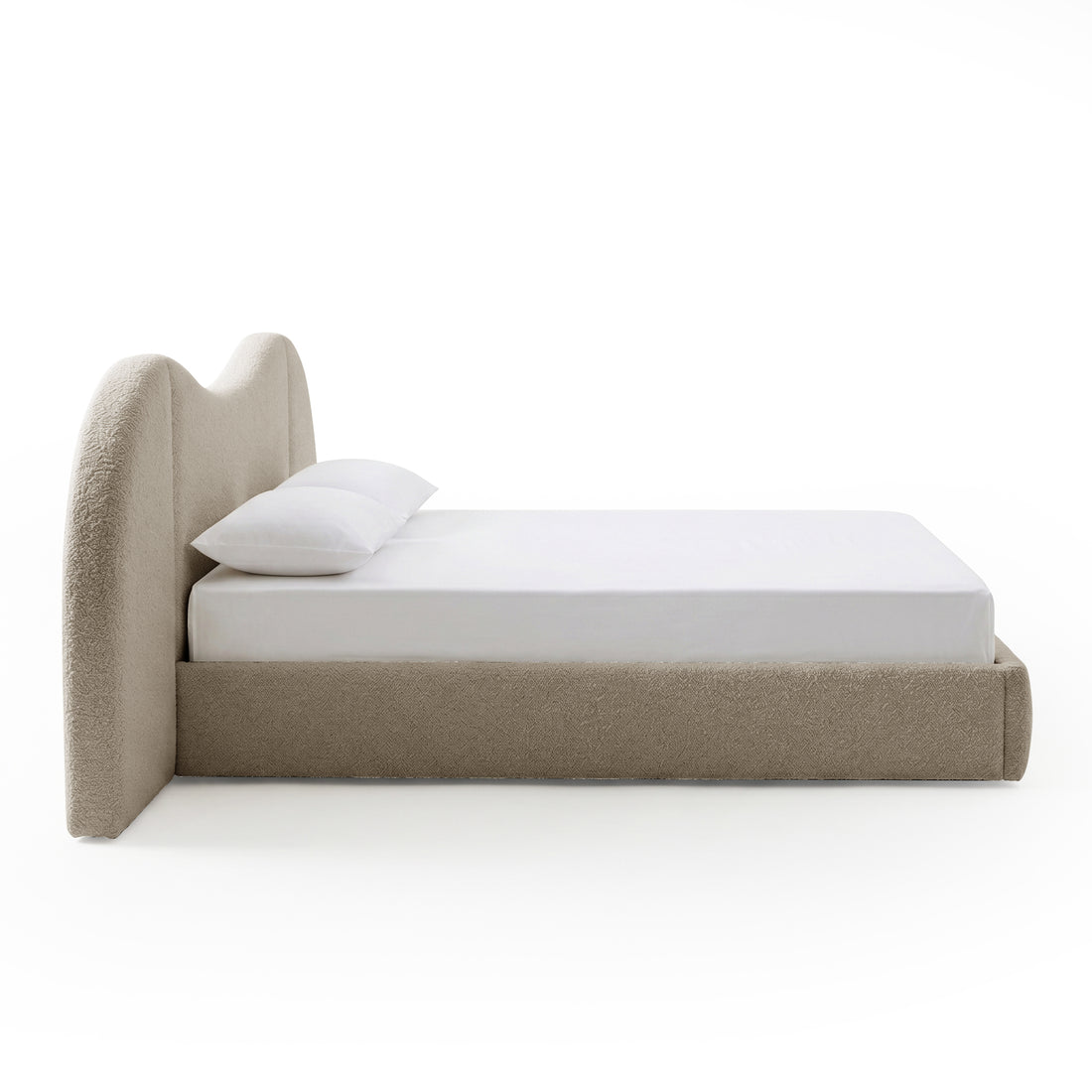 Lila King Boucle Gas Lift Storage Bed Frame in Beige