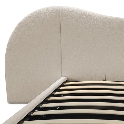 Lila King Boucle Gas Lift Storage Bed Frame in Beige