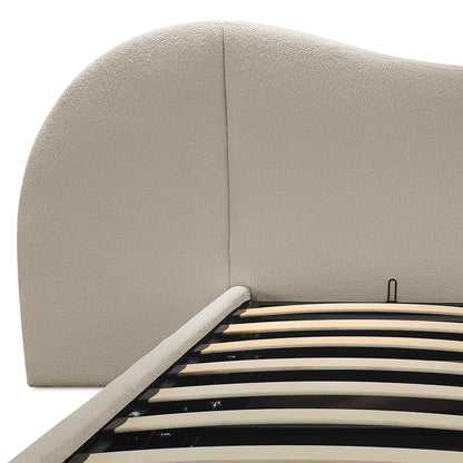 Lila King Boucle Gas Lift Storage Bed Frame in Beige