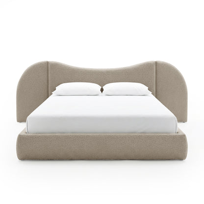 Lila King Boucle Gas Lift Storage Bed Frame in Beige