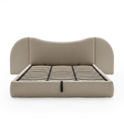 Lila King Boucle Gas Lift Storage Bed Frame in Beige