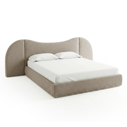 Lila King Boucle Gas Lift Storage Bed Frame in Beige