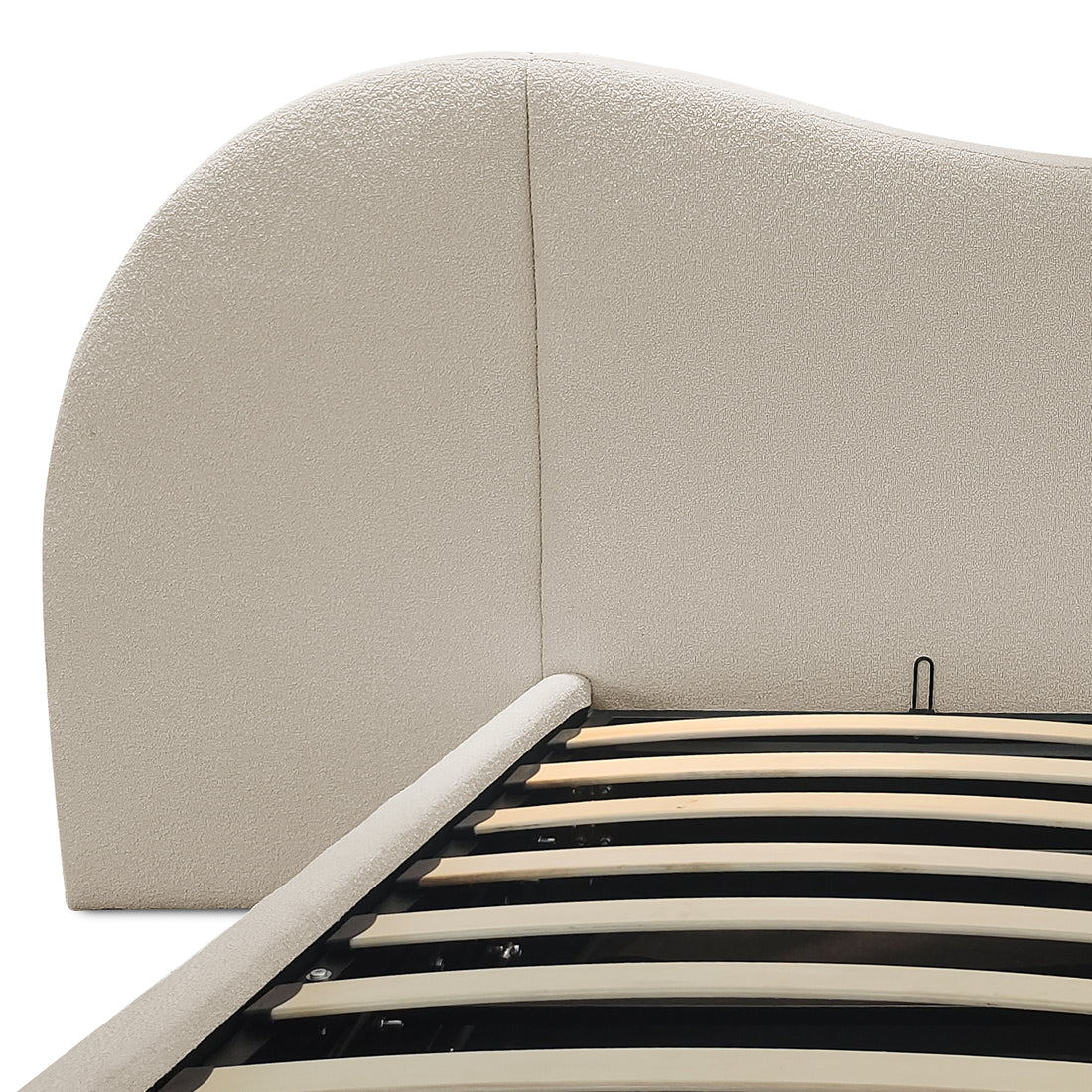 Lila Queen Boucle Gas Lift Storage Bed Frame in Beige