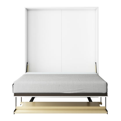 Logan Queen Space Saving Fold Up Wall Bed with Desk - White