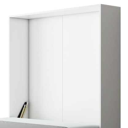 Logan Queen Space Saving Fold Up Wall Bed with Desk - White