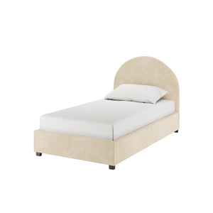 Lunia Single Boucle Gas Lift Bed Frame in Cream Beige