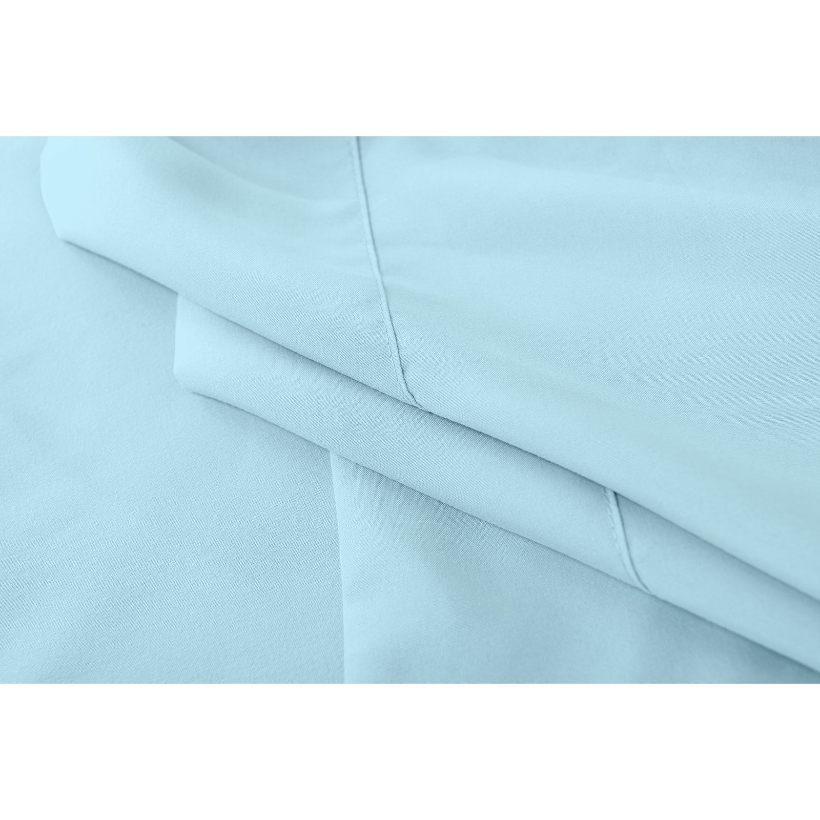 Valeria 1000TC Ultra Soft Bed Sheet Set King – Light Blue, featuring a close-up of smooth, high-thread count blue fabric, highlighting its luxurious texture for a sophisticated bedding experience.