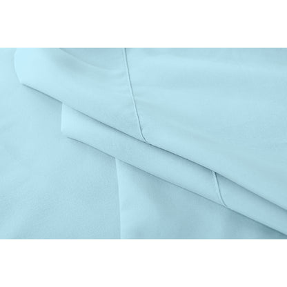 Valeria 1000TC Ultra Soft Bed Sheet Set King – Light Blue, featuring a close-up of smooth, high-thread count blue fabric, highlighting its luxurious texture for a sophisticated bedding experience.