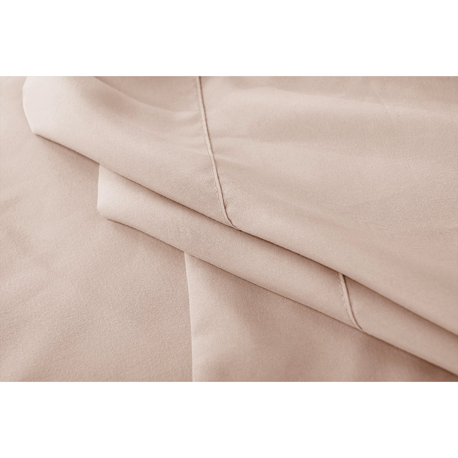 Valeria 1000TC Ultra Soft Bed Sheet Set King Single – Cream, showcasing a close-up of the seam and fabric texture, highlighting its premium linen quality and luxurious finish.