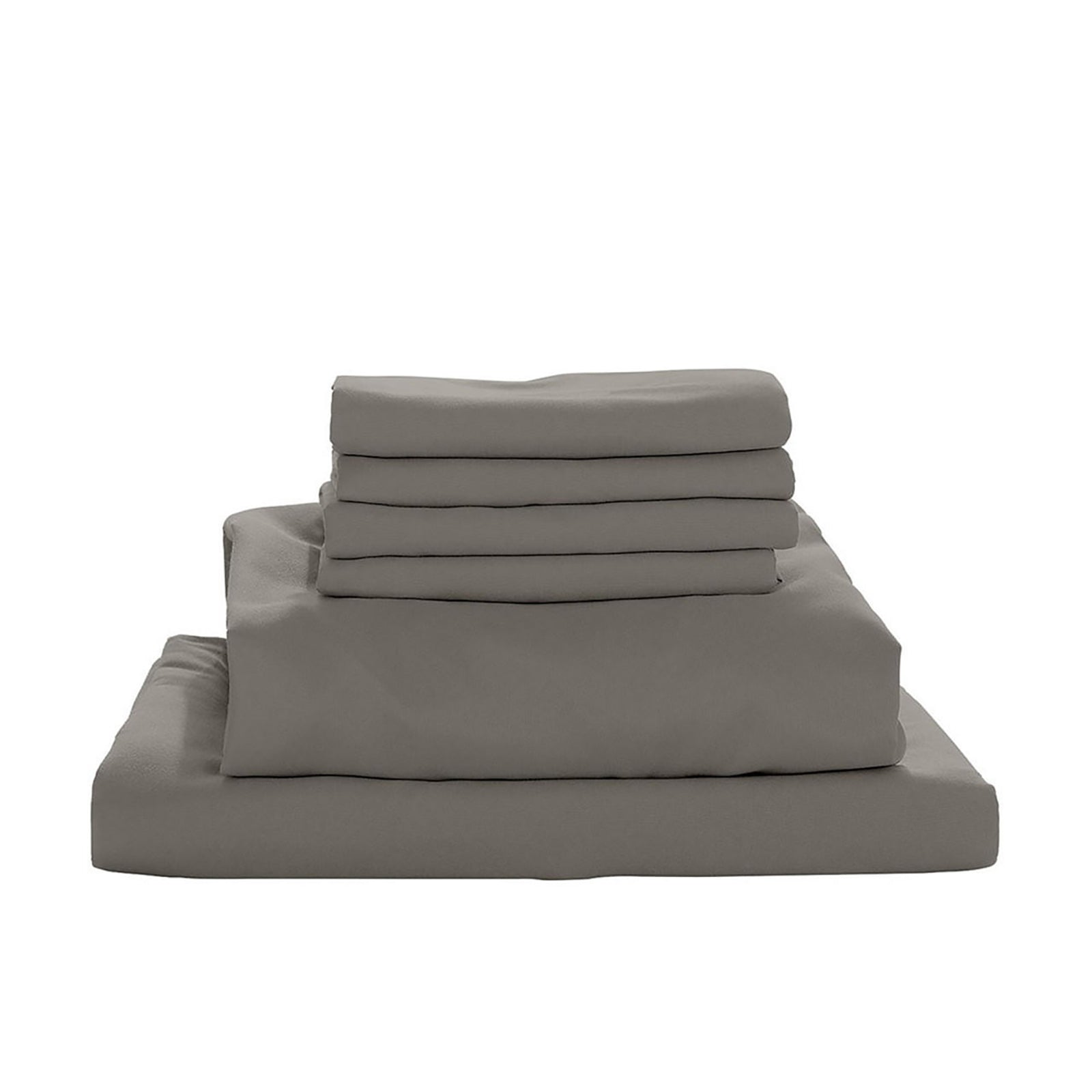 Valeria 1000TC Ultra Soft Bed Sheet Set King Single – Grey, featuring a neatly stacked display of luxurious grey sheets and blankets, showcasing its elegant design and smooth texture.