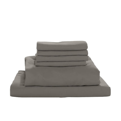 Valeria 1000TC Ultra Soft Bed Sheet Set King Single – Grey, featuring a neatly stacked display of luxurious grey sheets and blankets, showcasing its elegant design and smooth texture.
