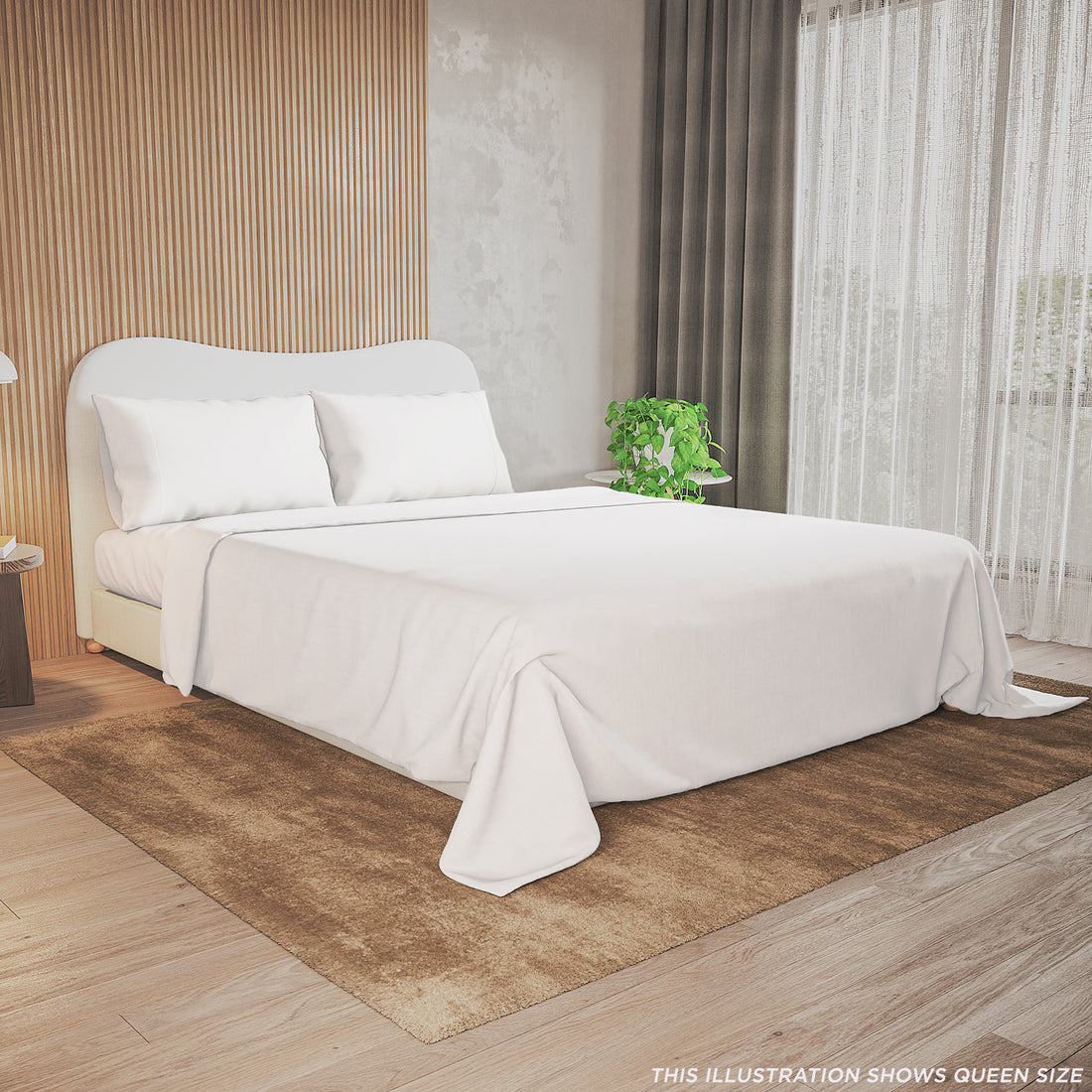 Valeria 1000TC Ultra Soft Bed Sheet Set King Single – White, featuring a neatly arranged pillow on a well-made bed, highlighting its luxurious texture and inviting appearance.