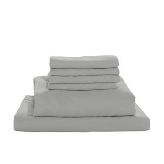 Valeria 1000TC Ultra Soft Bed Sheet Set Queen – Light Grey, showcasing a neatly stacked set of soft, high-thread-count sheets and pillowcases designed for luxurious comfort and elegance.
