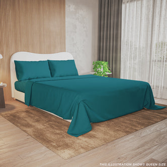 Valeria 1000TC Ultra Soft Bed Sheet Set - Moroccan Blue Single displayed with a close-up of a blue pillow on a white surface, showcasing premium quality and craftsmanship for an inviting sleep experience.