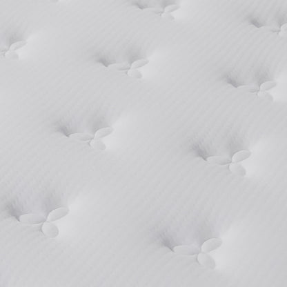 Antheia Double 32cm Euro Top Memory Foam Latex Mattress in Medium Firm, showcasing a close-up of its quilted, tufted stitching pattern with three-lobed indents, highlighting its plush, supportive surface.