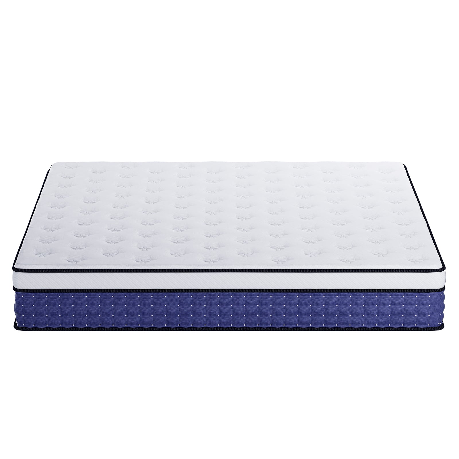 Antheia King 32cm Euro Top Memory Foam King Latex Mattress in Medium Firm, featuring a white quilted surface with a blue side band, highlighting its plush, breathable fabric and reinforced edges.