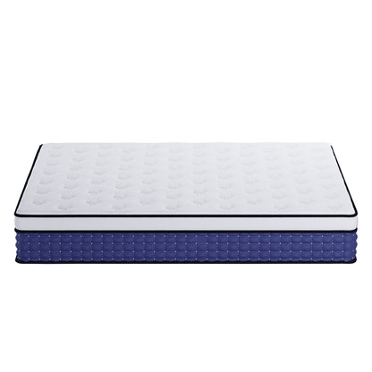 Antheia Queen 32cm Euro Top Memory Foam Latex Mattress in Medium Firm, featuring a white quilted top and contrasting blue tufted side panel, designed for enhanced comfort and support.