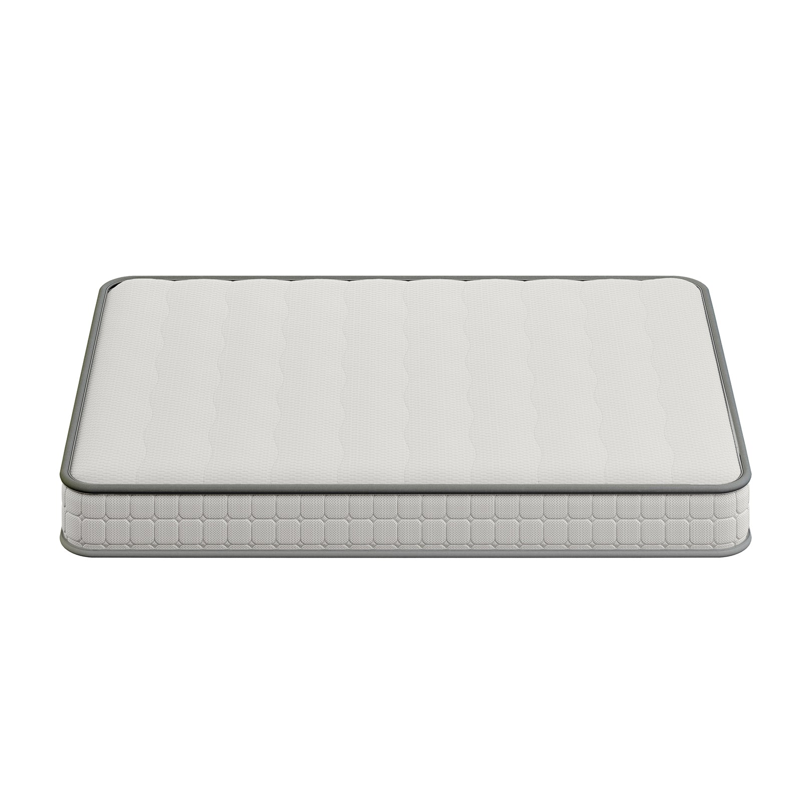 Cybele Double 20cm Pocket Spring Memory Foam Mattress features a quilted top, grey trim, and medium-firm support. Ideal for comfort and pressure relief with a streamlined, rectangular design.