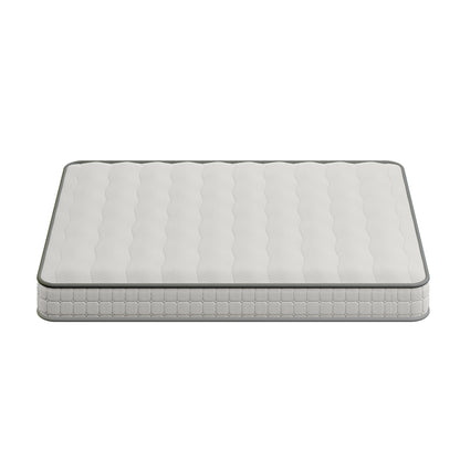 Cybele Queen 20cm Pocket Spring Memory Foam Mattress with quilted top and contrasting edge trim, showcasing a standalone design ideal for enhanced comfort and support without a bed frame.
