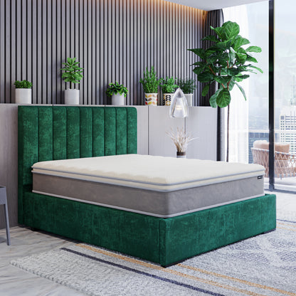 Delia Queen 28cm Medium Firm Euro Top Latex Mattress features plush Euro top quilting and robust nine-layer construction, ensuring luxurious comfort and support. Ideal for restful sleep and durability, enhancing bedroom interiors.