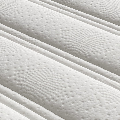 Delia Queen 28cm Medium Firm Euro Top Latex Mattress – White, showcasing its plush 9.5cm Euro top quilting, highlighting the mattress's luxurious texture and supportive design, ideal for ultimate comfort and undisturbed sleep.