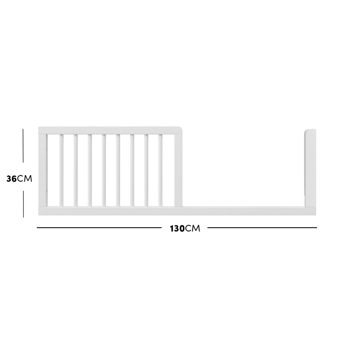 Mira and Melai Solid Pine Baby Cot with Rail Set in White