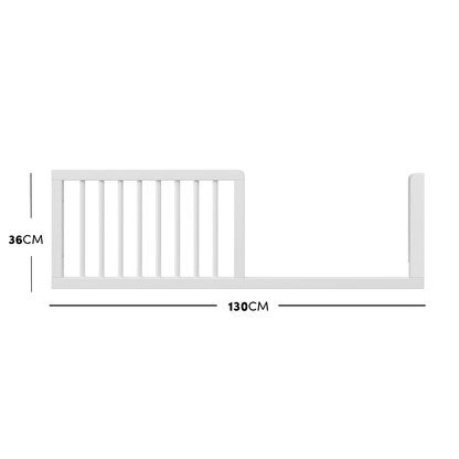Loom and Melai Solid Pine Baby Cot with Rail in White