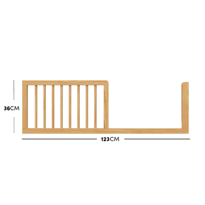 Cherish Solid Pine Baby Cot with Rail Set in White and Natural