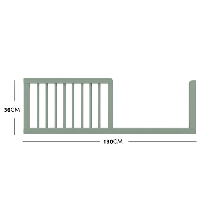 Mira and Melai Solid Pine Baby Cot with Rail Set in Sage Green