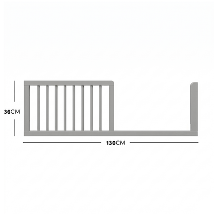 Loom and Melai Solid Pine Baby Cot with Rail in Warm Light Grey