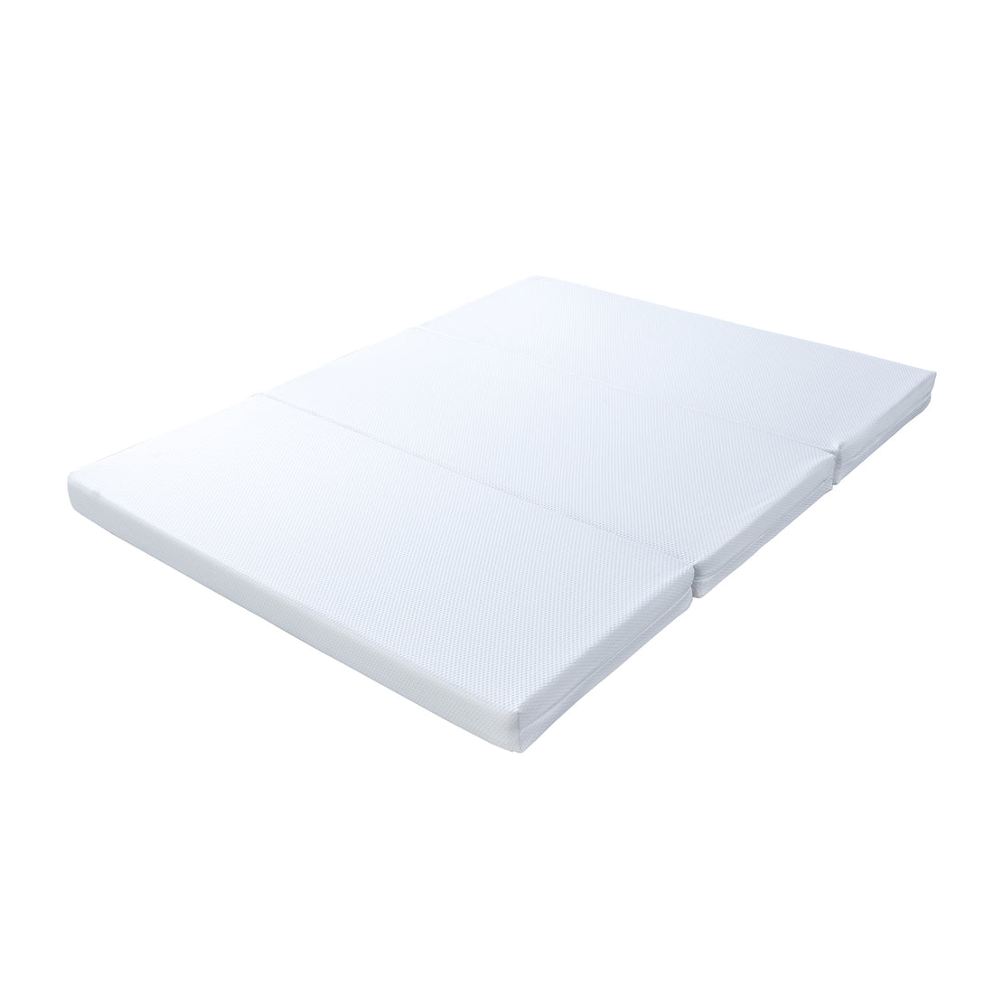 Flecter Foldable Foam Mattress - Queen, showcasing its sleek design, neatly folded on a plain surface, highlighting its portability and compactness ideal for versatile sleeping arrangements.