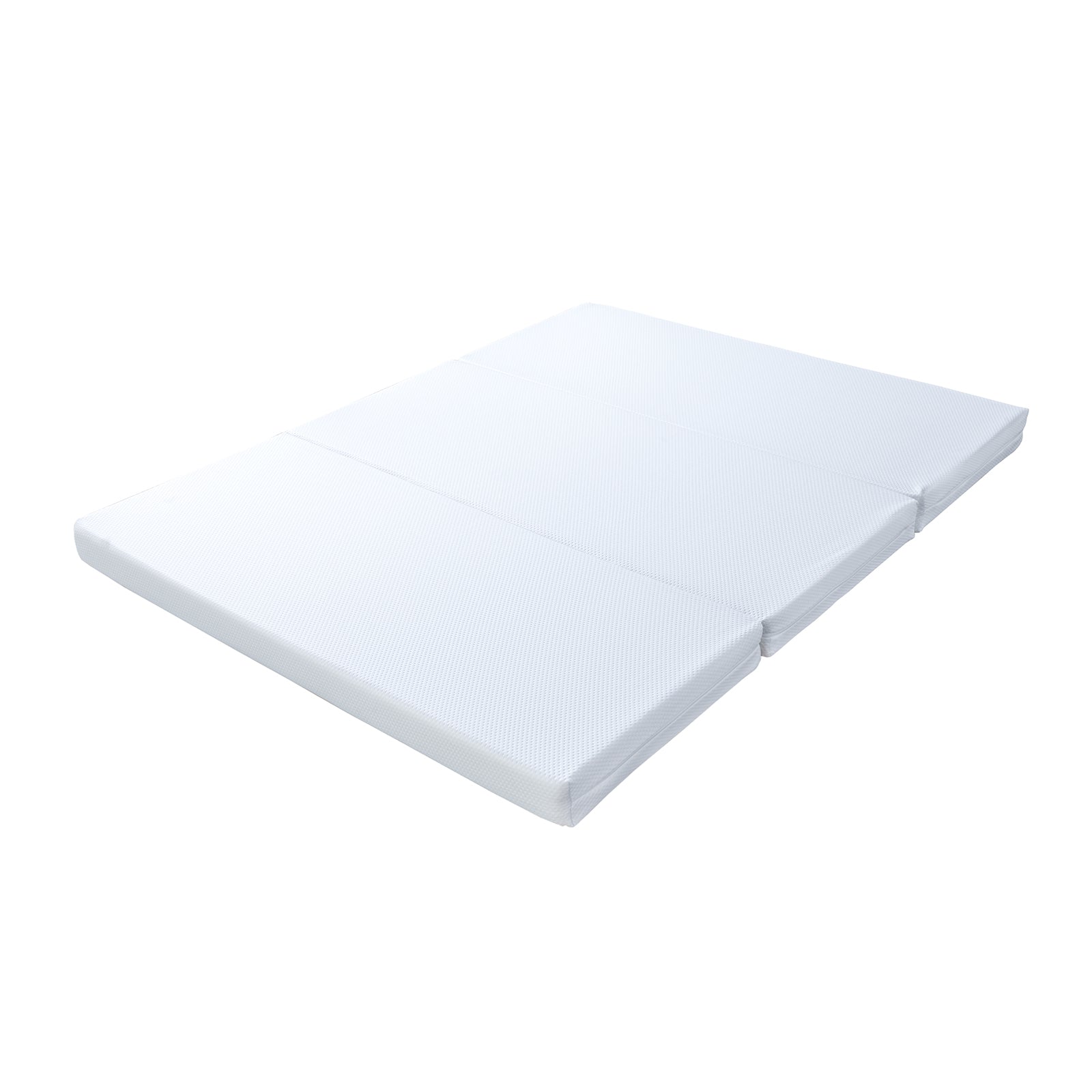 Flecter Foldable Foam Mattress - Queen, showcasing its sleek design, neatly folded on a plain surface, highlighting its portability and compactness ideal for versatile sleeping arrangements.