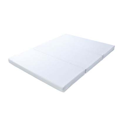 Flecter Foldable Foam Mattress - Queen, showcasing its sleek design, neatly folded on a plain surface, highlighting its portability and compactness ideal for versatile sleeping arrangements.