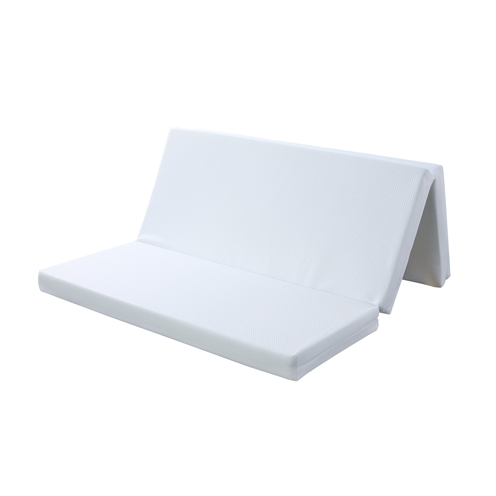 Flecter 3-Fold Queen Mattress displayed partially folded, showcasing its adaptable design. Perfect for the Penn Smart Queen Murphy Bed, offering compact comfort ideal for versatile living spaces.