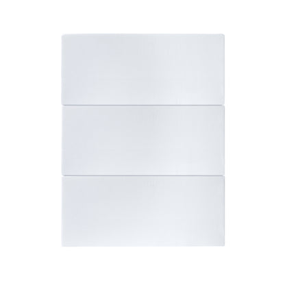 Close-up of the Flecter Foldable Foam Mattress - Queen, showcasing its textured white fabric and sleek design, with accompanying product cards highlighting features and specifications in a clean, rectangular format.