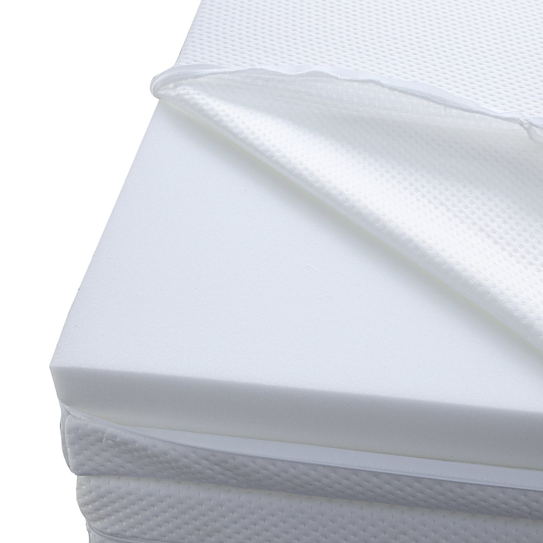Flecter Foldable Foam Mattress - Queen, featuring a close-up view of its textured surface, showcasing the intricate fabric details and craftsmanship of this comfortable and versatile mattress.
