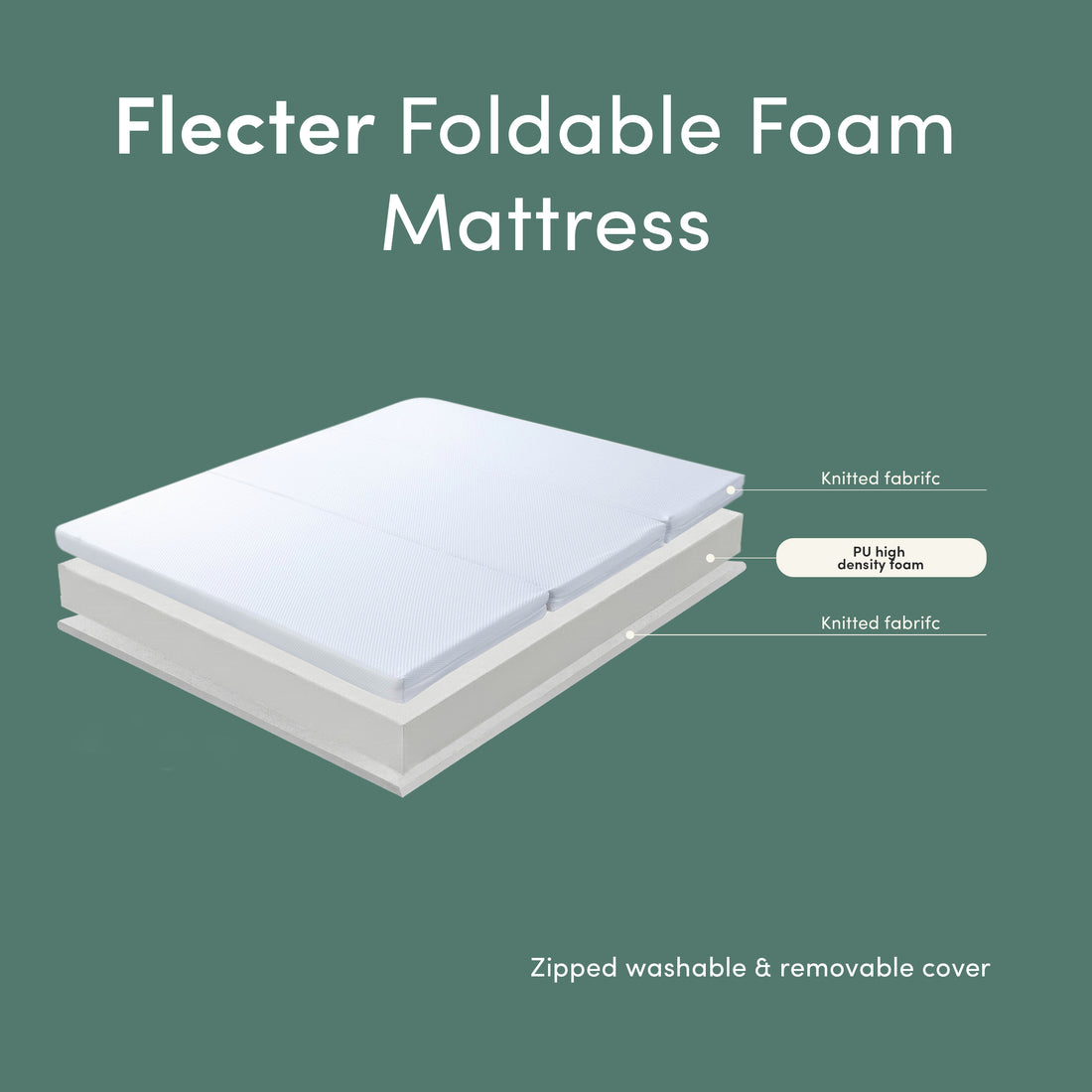 Flecter Foldable Foam Mattress Queen Size in White