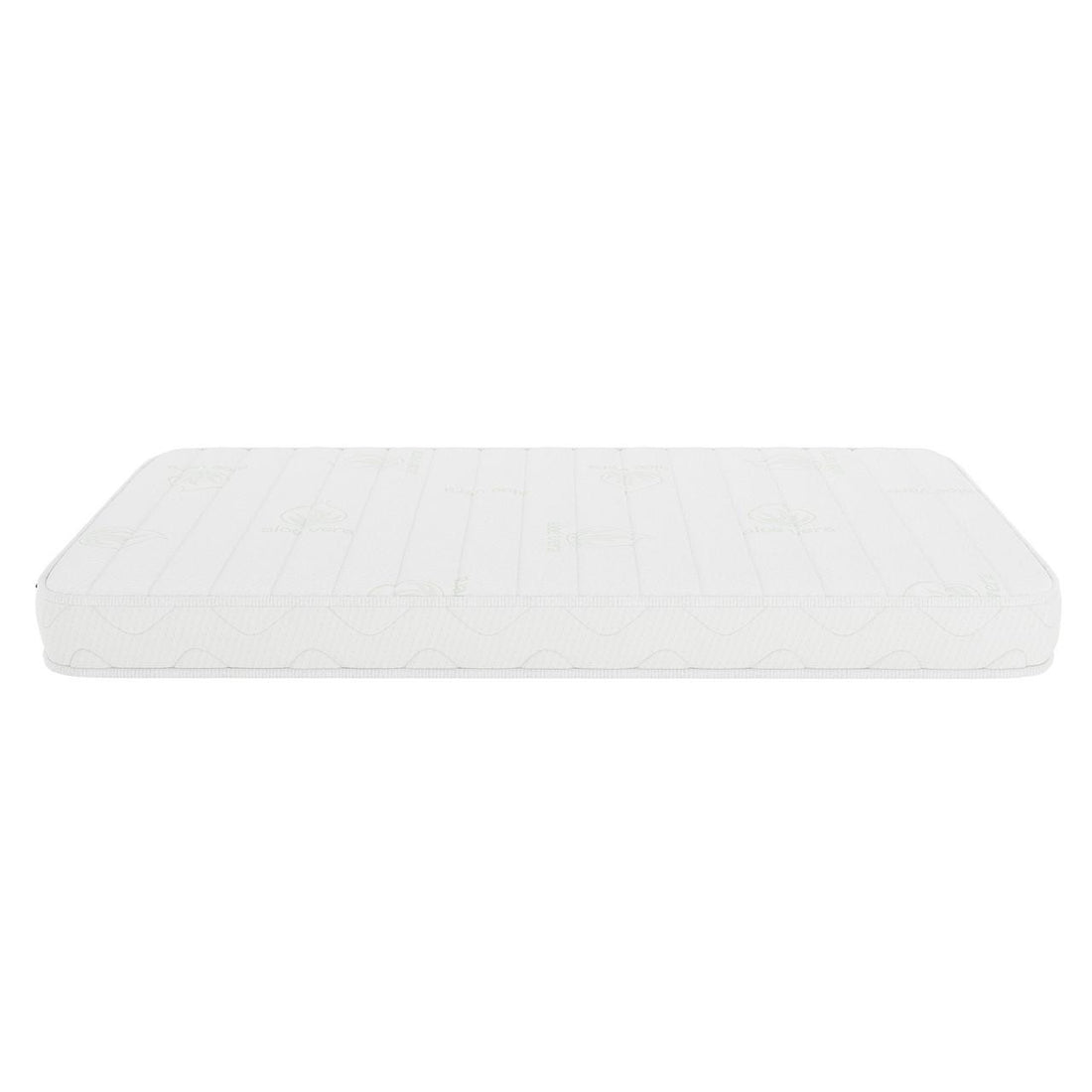 Gettel 10cm High-Density Foam Knitted Nursery Cot Mattress, shown flat on a white background, highlighting its layered build for balanced support and safety, fitting most standard Australian cots.