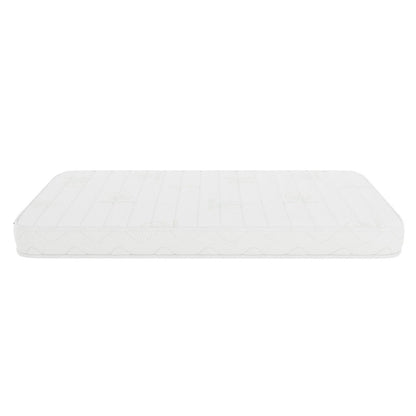 Gettel 10cm High-Density Foam Knitted Nursery Cot Mattress, shown flat on a white background, highlighting its layered build for balanced support and safety, fitting most standard Australian cots.