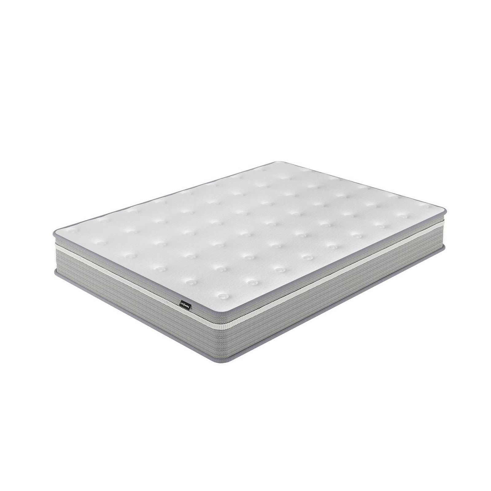 Oriona Double 25cm Pocket Spring Gel Mattress in Medium Firm, featuring a white quilted top and grey sides, designed for optimal comfort and support with cool gel memory foam and pocket spring technology.